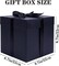 8.7" Square Black Gift Boxes with Lids, 4 Pack – Premium Matte Finish Medium Cardboard Boxes with Ribbons – Luxury Collapsible Gift Packaging for Weddings, Birthdays, Anniversaries & Groom Proposals